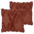 Furn. Kamjo Polyester Filled Cushions Twin Pack Cotton Red