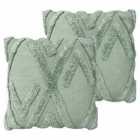 Furn. Kamjo Polyester Filled Cushions Twin Pack Cotton Eucalyptus
