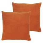 Furn. Solo Polyester Filled Cushions Twin Pack Cotton Orange