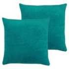 Furn. Solo Polyester Filled Cushions Twin Pack Cotton Teal