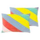 Furn. Della Polyester Filled Cushions Twin Pack Cotton Velvet Multi/Pastel