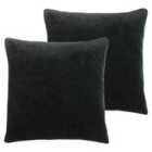 Furn. Solo Polyester Filled Cushions Twin Pack Cotton Black