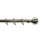 Large Studded Ball Finial Curtain Pole 28mm Polished Steel 180 - 340 Cm
