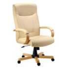 Teknik Knightsbridge Executive Chair with Light Oak-Coloured Wooden Arms and Five-Star Base