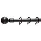 16/19mm Matte Black Ball Finial Curtain Pole 120 - 210 Cm