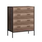 FWStyle 4 Drawer Loft Industrial Chest Of Drawers
