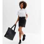 Girls Black Slim Stretch Belted School Skirt
