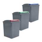 Wham Set 3 Recycle It Graphite 50L Bin & Assorted Lid
