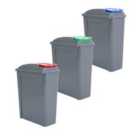 Wham Set 3 Recycle It 25L Graphite Bin & Assorted Lid