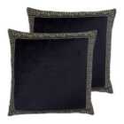 Paoletti Apollo Polyester Filled Cushions Twin Pack Cotton Viscose Black/Gold