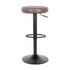 Venice Round Adjustable Height Swivel Bar Stool, Faux Leather