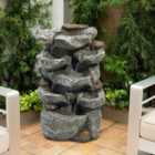 Outdoor LED Waterfall Rockery Garden Decor Electric Fountain Water Feature 49 cm