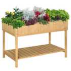 Outsunny Wooden Planter Stand 8 Cubes Bottom Shelf Raised Bed Natural