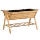 Outsunny Free Standing Wooden Planter Garden Raised Bed w/ Shelf, 148.5x79x82cm