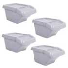 Wham Set 4 Recycle It 30L Bin & Hinged Lid Upcycle Grey