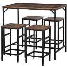 HOMCOM Industrial Rectangular Dining Table Set With 4 Stools