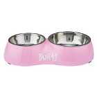 Bunty Melamine Double Dog Bowl - Pink - Large