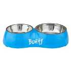 Bunty Melamine Double Dog Bowl - Blue - Large