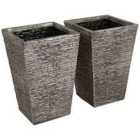 Charles Bentley Pair Of Tall Slate Planters (dia. 30Cm)