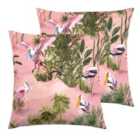 Paoletti Platalea Outdoor Polyester Filled Cushions Twin Pack Blush