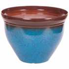 wilko Mottled Blue Ceramic Look Plastic Planter 39.5cm