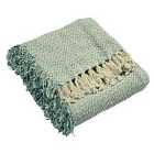 Furn. Jasper Throw Zig-Zag Knitted Geometric Design Cotton Marine Blue
