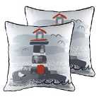 Evans Lichfield Nautical Lighthouse Twin Pack Polyester Filled Cushions Multi 43 x 43cm