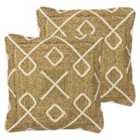 Furn. Roolu Polyester Filled Cushions Twin Pack Jute Cotton Natural