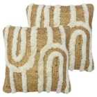Furn. Unio Polyester Filled Cushions Twin Pack Jute Cotton Natural
