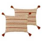 The Linen Yard Ganado Polyester Filled Cushions Twin Pack Cotton Pecan