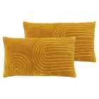 Furn. Mangata Polyester Filled Cushions Twin Pack Cotton Ochre Black 30 x 60cm