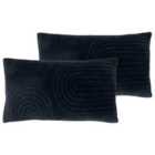 Furn. Mangata Polyester Filled Cushions Twin Pack Cotton Black 30 x 60cm