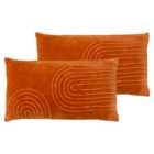 Furn. Mangata Polyester Filled Cushions Twin Pack Cotton Orange Black 30 x 60cm