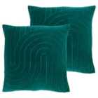 Furn. Mangata Polyester Filled Cushions Twin Pack Cotton Teal 45 x 45cm