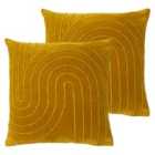 Furn. Mangata Polyester Filled Cushions Twin Pack Cotton Ochre 45 x 45cm