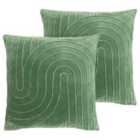 Furn. Mangata Polyester Filled Cushions Twin Pack Cotton Eucalyptus 45 x 45cm