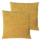 Furn. Angeles Polyester Filled Cushions Twin Pack Cotton Velvet Ochre