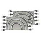 Furn. Rainbow Tufted Polyester Filled Cushions Twin Pack Cotton Grey