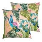 Evans Lichfield Peacock Outdoor Polyester Filled Cushions Twin Pack Blush