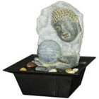 Techstyle Buddha Plaque Tabletop Indoor Fountain / Water Feature With Pebbles
