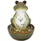 Techstyle Frog Tabletop Indoor Fountain / Water Feature With Led Light And Pebbles