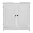 Premier Housewares Under Sink Cabinet White Wood, Chrome Handles - White
