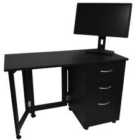 Techstyle Flipp 3 Drawer Folding Office Storage Filing Desk / Workstation Black