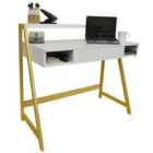 Techstyle Lean Retro Office Desk / Computer Workstation / Pine / White