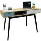 Techstyle Industrial 2 Drawer Office Computer Desk / Oak / Black