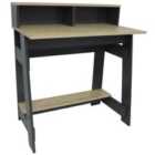 Techstyle Office Desk With Two Cubbies And Shelf Light Oak / Dark Grey
