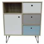 Techstyle Open Sideboard With Three Drawers And Storage Cupboard Oak