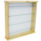 Techstyle Exhibit Solid Wood 4 Shelf Glass Wall Display Cabinet Natural Pine