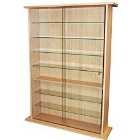 Techstyle Boston Glass Collectable Display Cabinet / 600 Cd / 255 Dvd Storage Shelves Beech