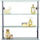 Techstyle Wall Mounted Wide Glass 195 Cd / 140 Dvd Storage Shelves Clear / Silver
